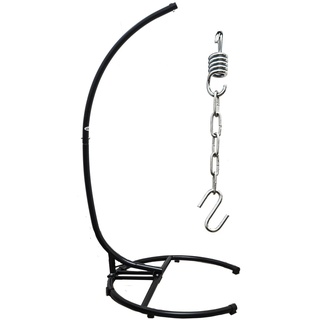 AMANKA Bis 150kg: XL Hängesessel Gestell Outdoor - 210cm Ständer für Hängestuhl Garten - Schwarz