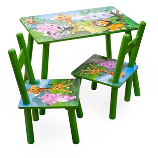 HTI-Line Kindersitzgruppe Kindertischgruppe Dschungel, (Set, 3-tlg., 1 Tisch, 2 Stühle), Kindertisch Kinderstuhl Kindermöbel grün