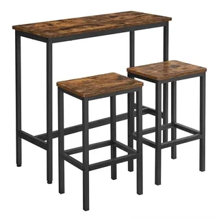 VASAGLE Stehtisch mit Barhocker Set 2 Stühle 75 x 120 cm Braun/Schwarz