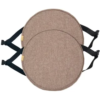 Rundes Stuhlkissen,Runde Sitzkissen For Hohe Hocker Mit Bändern,2er-/4er-Pack Rundes Stuhlpolster,Mehrfarbig Erhältlich, Rutschfeste Hockerpolster For Hocker, Küchenstühle(Coffee Gray,33cm (pack of 2)
