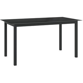 Gartenmöbel Tisch |Balkontisch |Gartentisch Schwarz 150x90x74 cm Aluminium und Glas
