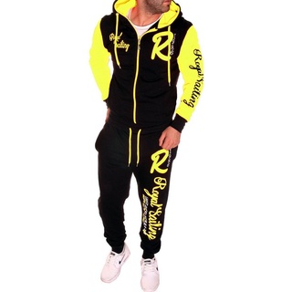 Jaylvis Jogginganzug Herren Jogging Anzug Trainingsanzug Sportanzug Hausanzug Fitness Set, mit Kapuze gelb|schwarz