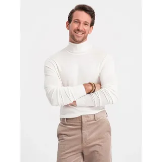 OMBRE Rollkragenpullover Gestrickter Rollkragenpullover für Herren mit Viskose weiß XXL