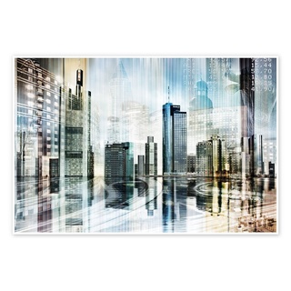 Posterlounge Poster Städtecollagen, Frankfurter Skyline (Collage), abstrakt, Illustration 120 cm x 80 cm