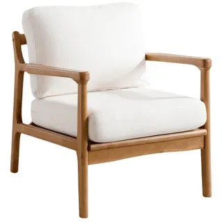 WAHSON OFFICE CHAIRS Wahson Loungesessel Vintage Sessel Wohnzimmer Relaxsessel mit Holzgestell, Leinen, Beige