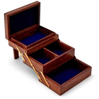 NKlaus Aufbewahrungsbox Maritim ausziehbar Schmuckkästchen aus Naturholz und Messing gold 15x1