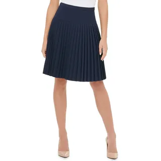 Tommy Hilfiger Damen Gefütterter Reißverschluss Bürorock Faltenrock Rock, Mitternacht/Ausflug, einfarbig (Midnight//Getaway Solids), 46 - 46