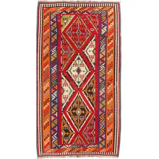 Nain Trading Orientteppich Kelim Fars 164x289 Handgewebter Orientteppich / Perserteppich, rechteckig, Höhe: 5 mm rot