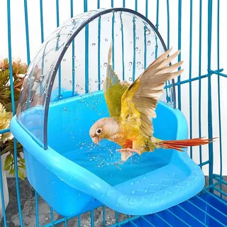 Nobgum Vogeltränke Box Hängende Vogeltränke Spielzeug Sittich Käfig Badewannen Papagei Badewanne Wasserdusche Futterspender Halter Tablett Vogeltränke für Käfig Zubehör Kleine Vögel Papageien