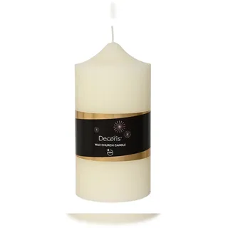 Decoris Kirchenkerze 10x20cm Große Paraffin Wachskerzen Blockkerzen Dicke Altarkerzen Stumpenkerze Cremeweiß Ivory Elfenbein