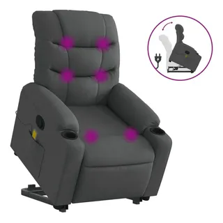 vidaXL Massagesessel mit Aufstehhilfe Stoff 147 x 80,5 x 0 cm Grau