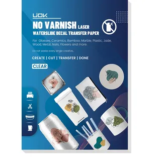 UIOK Wasserschiebefolie Klar Wasserschiebefolie Laserdrucker 15 Blatt X A4 Wasserschiebefolie Kerzen DIY Wasser Decal Abziehbild, Nassschiebefolie für Keramik, Glas, Metall, Kunststoff, Tassen