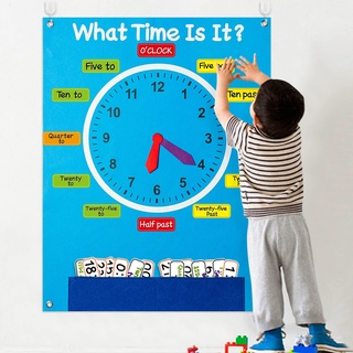 WATINC Montessori Spielzeug Filz Clock Story Board Set für Kinder Pädagogische Hängende Clock Spielzeug Wiederverwendbare Early Learning Play Kit Storytelling Board Set für Geburtstagsgeschenk