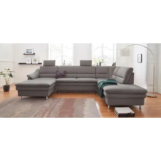 sit&more Wohnlandschaft SIT & MORE "Cardoso U-Form", grau, B:324cm H:90cm T:90cm, Luxus-Microfaser 1 (100% Polyester);Luxus-Microfaser 2 (100% Polyester);Luxus-Microfaser ALTARA NUBUCK (100% Polyester), Sofas, Wohnlandschaft, mit Federkern und Kopfstützen, mit 