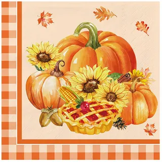 40Stück Herbst Kürbis Servietten Herbst Deko Thanksgiving Servietten Herbst Tischdeko Kürbis Ahornblatt Geburtstag Papierservietten Party Supply