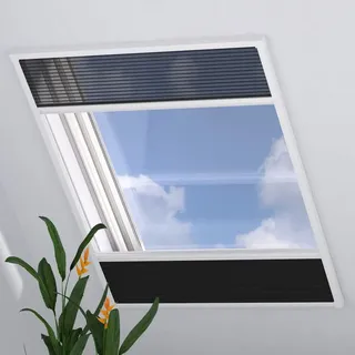 Dachfenster Fliegengitter Plissee Multi Verdunkelung Schwarz 80 x 120