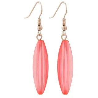 unbespielt Paar Ohrhänger Ohrhaken Ohrringe Rillenolive Kunststoff pink-transparent 30 x 9 mm, Modeschmuck für Damen
