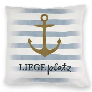 speecheese Anker Kuschelkissen mit Spruch Liegeplatz Lieblingsplatz Ankerplatz für Küstenkind Zuhause im maritimen Stil idealer Liegeplatz für Norden und Meer Fans