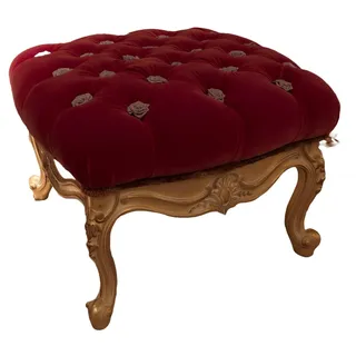 Xlmoebel Polsterhocker Samt-Fußbank in elegantem Design für stilvolle Wohnräume (Hocker, 1 St., Hocker), Hergestellt in Europa rot