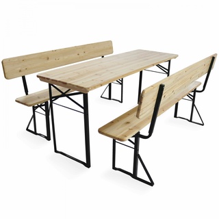 Oviala Business Brauerei-Set mit Tisch 180 cm und Bänken mit Rückenlehne