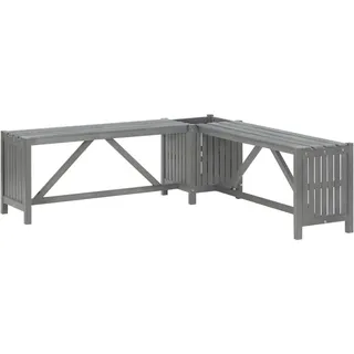 Helloshop26 - Gartenbank Terrassenmöbel Eckbank mit Pflanzkübel 117 cm graues Akazienholz 02_0011129