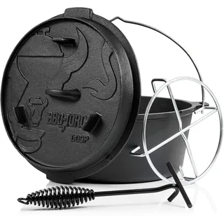 BBQ-Toro Dutch Oven Premium Serie | 9,0 Liter (DO9P), Topf ohne Füße | bereits eingebrannt - preseasoned | Verschiedene Größen | Gusseisen Kochtopf | Bräter mit Deckelheber