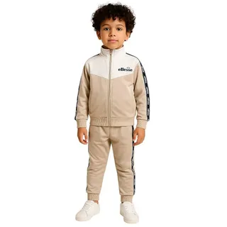 Ellesse Trainingsanzug Ellesse Kinder Sportanzug Beige Jungen + Mädchen Jogginganzug (Set, Kinderjacke + Hose), Kinder Sportjacke + Sporthose 92/98 (2-3)