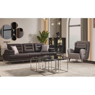 JVmoebel Sofa, Sofagarnitur 31 Sitzer Garnituren Sofa Sessel Stoff Schwarz Modern schwarz