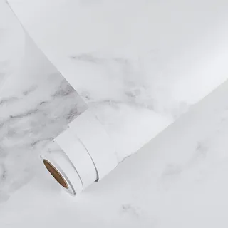 VEELIKE Weiss Marmor Tapete Grau Mamorfolie Klebefolie Marmoroptik Möbelfolie Selbstklebende Dekorfolie Marmor Dicke Küchentapete Vinyl Küche Wohnzimmer Schrankfolien Wandtapete Abwaschbar 40 x 300cm