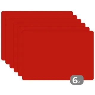 MuchoWow Platzset Rot - Farbe - Einfarbig, (6-St), Platzsets, Tischset, Abwaschbar, Tischsets, Platzdeckchen rot