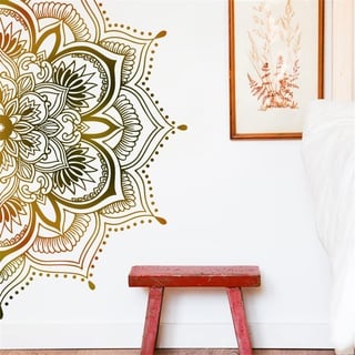 Mandala Wandsticker, Boho Wandtattoo Gold 107 x 52 cm (BxH) Groß Wandaufkleber Ornament Aufkleber Wand Kunst Dekor für Zuhause Schlafzimmer Flur Yoga