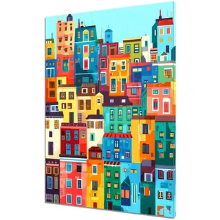 Malen Nach Zahlen Erwachsene Stadt, DIY Handgemalt Ölgemälde Leinwand Kits, DIY Set Erwachsene Anfänger Paint by Numbers Malen Nach Zahlen Abstrakt zur Wanddeko Wohnzimmer, Kein Rahmen (50x70cm) A-1
