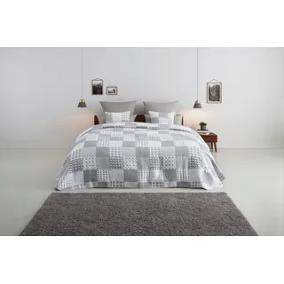 Tagesdecke OTTO HOME "Gretje gesteppte Tagesdecke für Kinder, Tagesdecke im Patchwork-Design", grau, B:140cm L:210cm, Baumwolle, Polyester, Tagesdecken