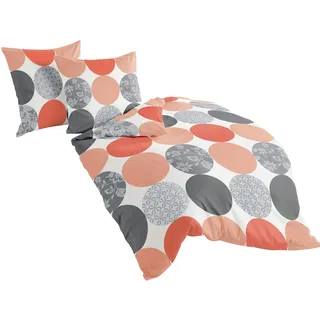 Bierbaum Mako-Satin-Bettwäsche, Dessin 6383_08 lachs, 200x200 cm + 2x 80x80 cm, für das Doppelbett, Designed in Germany