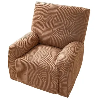 Refttenw Relaxsesselhusse Stretch Sesselbezug 1 Sitz Sesselhusse Jacquard Liegestuhlbezug, Elastisch Waschbar Relaxsofabezüge für Wohnzimmer braun