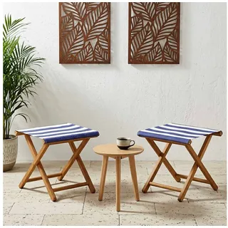 vidaXL Liegestuhl 2 pcs Massives Eukalyptus Holz 2 St. blau/weiß