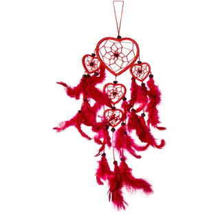 45cm x 9cm Rot Dreamcatcher Herz Traumfänger Pinke Federn Träume