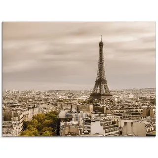 Glasbild ARTLAND "Paris Eiffelturm I" Bilder Gr. B/H: 80 cm x 60 cm, Glasbild Frankreich Querformat, 1 St., beige (natur) Glasbilder in verschiedenen Größen