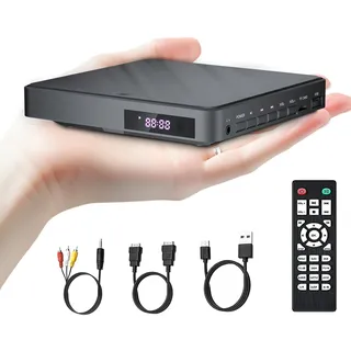 Desobry DVD Player für Fernseher, DVD-Player mit USB/TF-Eingängen, HDMI Wird mit HDMI/RCA-Kabel geliefert, Region Free, Fehlerkorrektur, Rauschunterdrückung