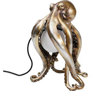 Kare Design Tischleuchte Animal Octopus Gold, Tischlampe, indirektes Licht, kugelrunden Leuchtenschirm aus weiß getöntem Glas, Leuchtmittel nicht inklusive, 34x22x25,5cm