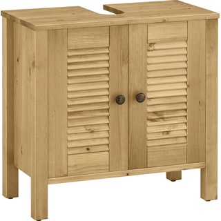 Waschbeckenunterschrank HOME AFFAIRE "Ayanna" Schränke Gr. B/H/T: 59 cm x 57 cm x 30 cm, 2 St., beige (natur) Bad-Waschbecken-Unterschränke Schränke aus Massivholz, Höhe 57 cm