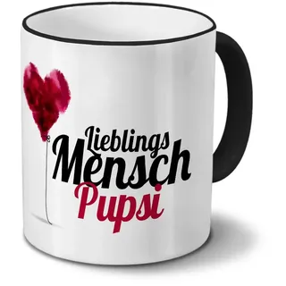 printplanet Tasse mit Namen Pupsi - Motiv Lieblingsmensch - Namenstasse, Kaffeebecher, Mug, Becher, Kaffeetasse - Farbe Schwarz