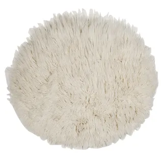 Theko | Runder Flokati Teppich aus 100% Schurwolle nachhaltiger Teppich FLOKOS 1250 | handgewebt | Farbe: Natur | 100 cm