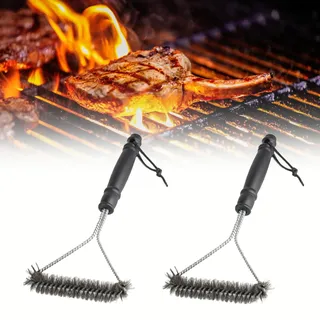 2 Stück Messing Grill Grillbürste 30cm Grill Reinigungsbürste mit PP Wärmedämmung Griff 360° Reinigung Messingborsten Grill-Zubehör für Grillrost,Holzkohlegrill,Kugelgrill,Gasgrill,Holzkohlegrill