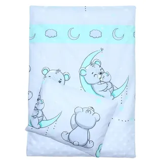 Kinderwagenset Baby Bettwäsche für Kinderwagen Bezüge Decke Kissen (Minze, 2 tlg)