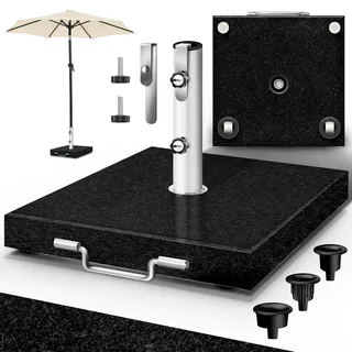 tillvex® Granit Sonnenschirmständer mit Rollen & Transportgriff 27 kg Eckig