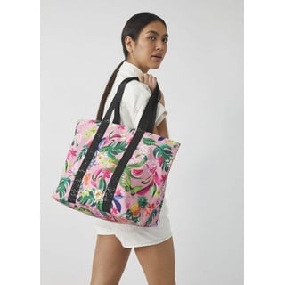 Codello Strandtasche Nachhaltige Beach Bag mit trendigem Tropical Print, mit trendigem Tropical Print rosa