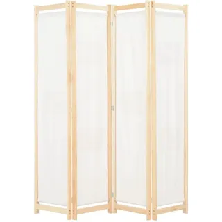 Paravent Outdoor Wetterfest Blackout Curtain 4-teiliger Raumteiler Cremeweiß 160 x 170 x 4 cm Stoff
