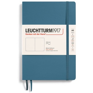 Leuchtturm1917 363398 Notizbuch Medium (A5), Softcover, 123 nummerierte Seiten, Stone Blue, blanko