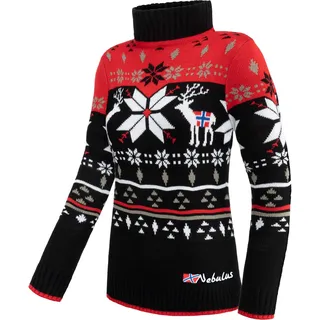 Nebulus Damen Norweger Strickpullover Stag, lässiger Pullover, vielseitig, rot - S/36 - S